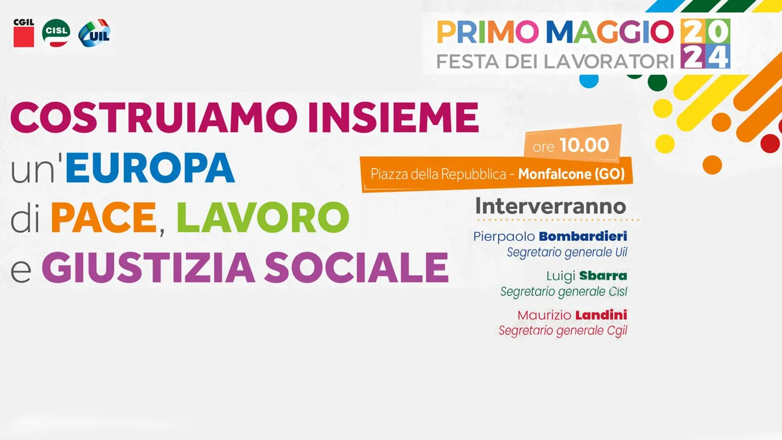 Primo maggio 2024, sindacati in piazza a Monfalcone