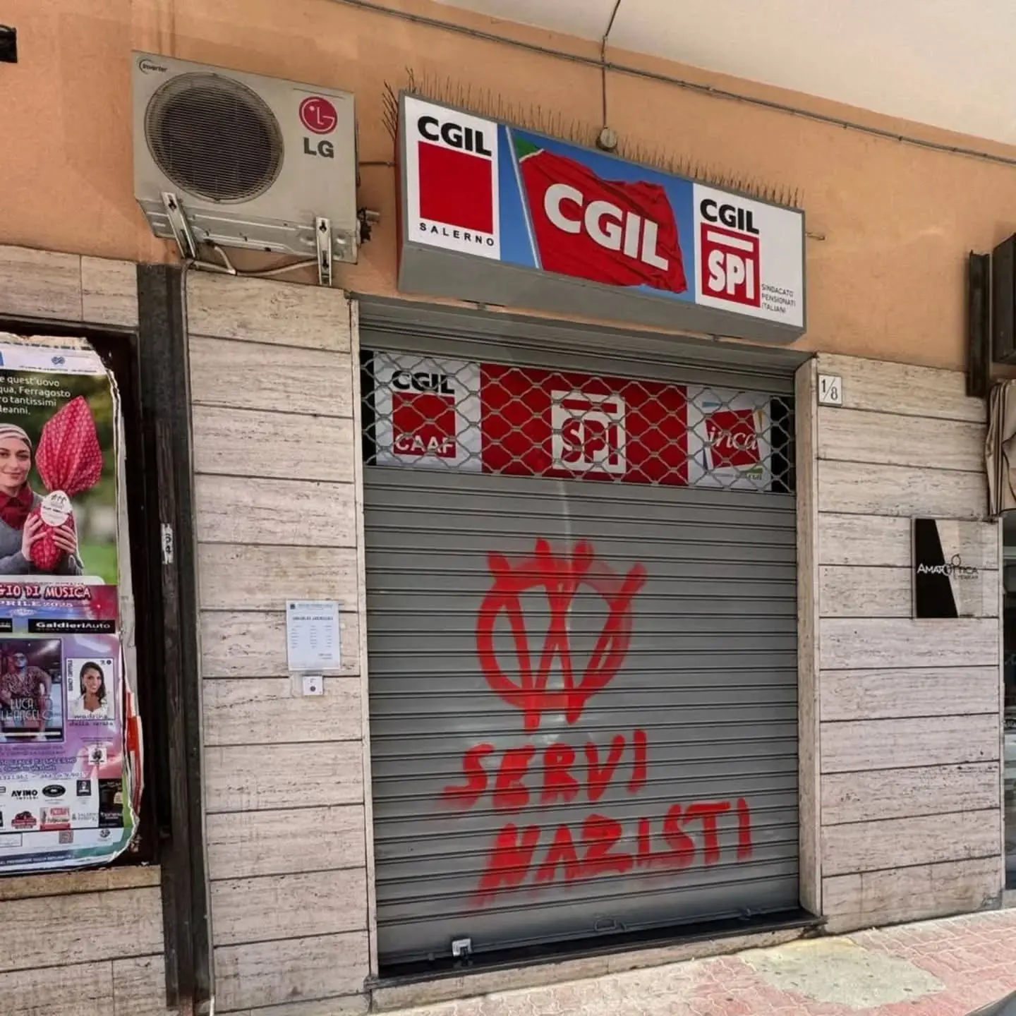 Attacco vandalico allo Spi di Salerno. “Ma non ci faremo intimidire”
