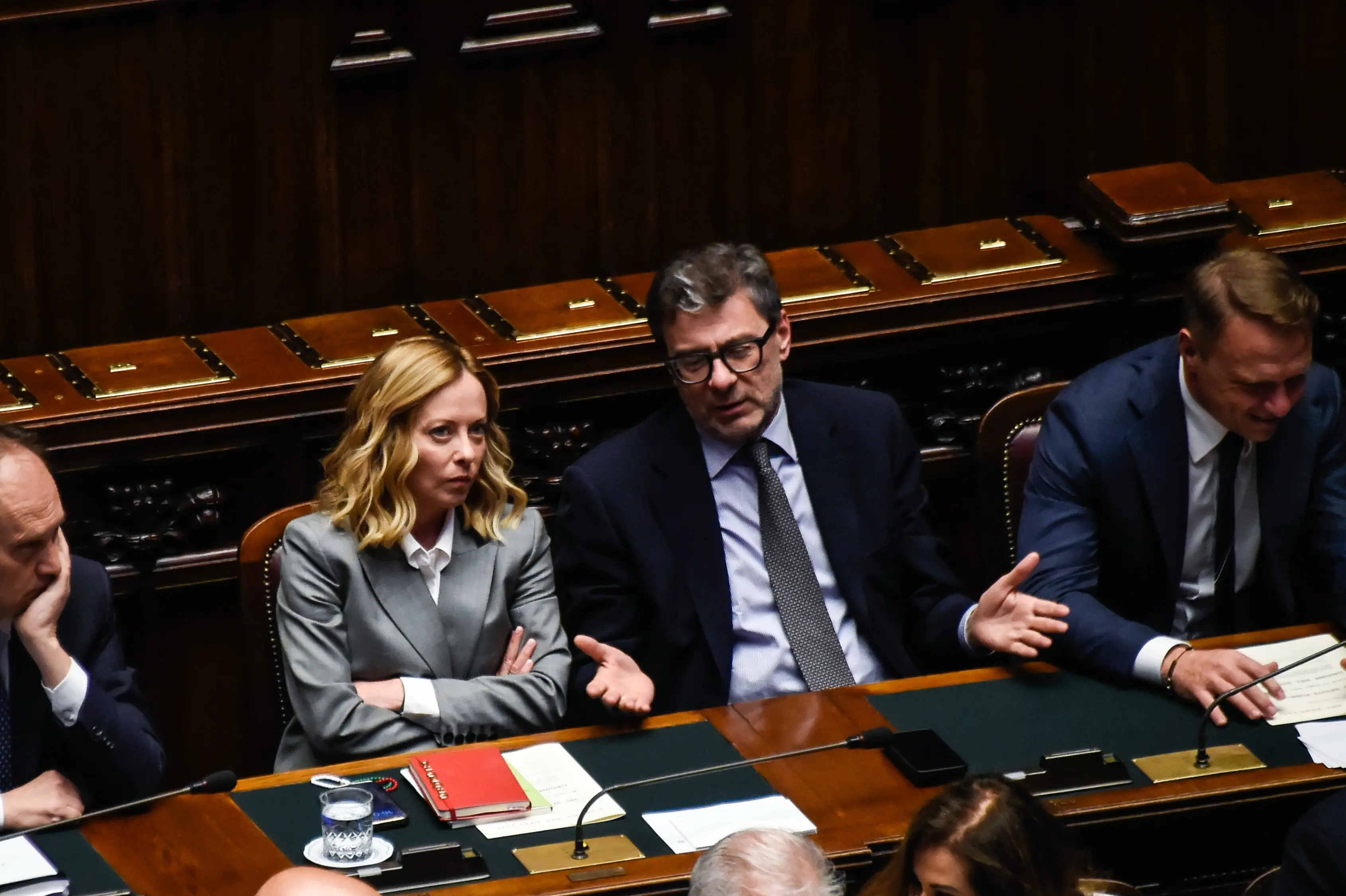 LA PRESIDENTE DEL CONSIGLIO GIORGIA MELONI, GIANCARLO GIORGETTI MINISTRO ECONOMIA