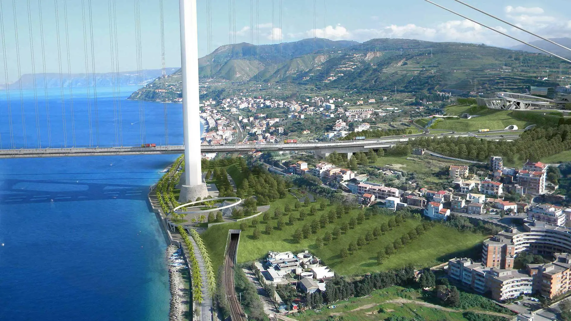 PONTE SULLO STRETTO DI MESSINA RENDERING PROGETTO PROGETTI