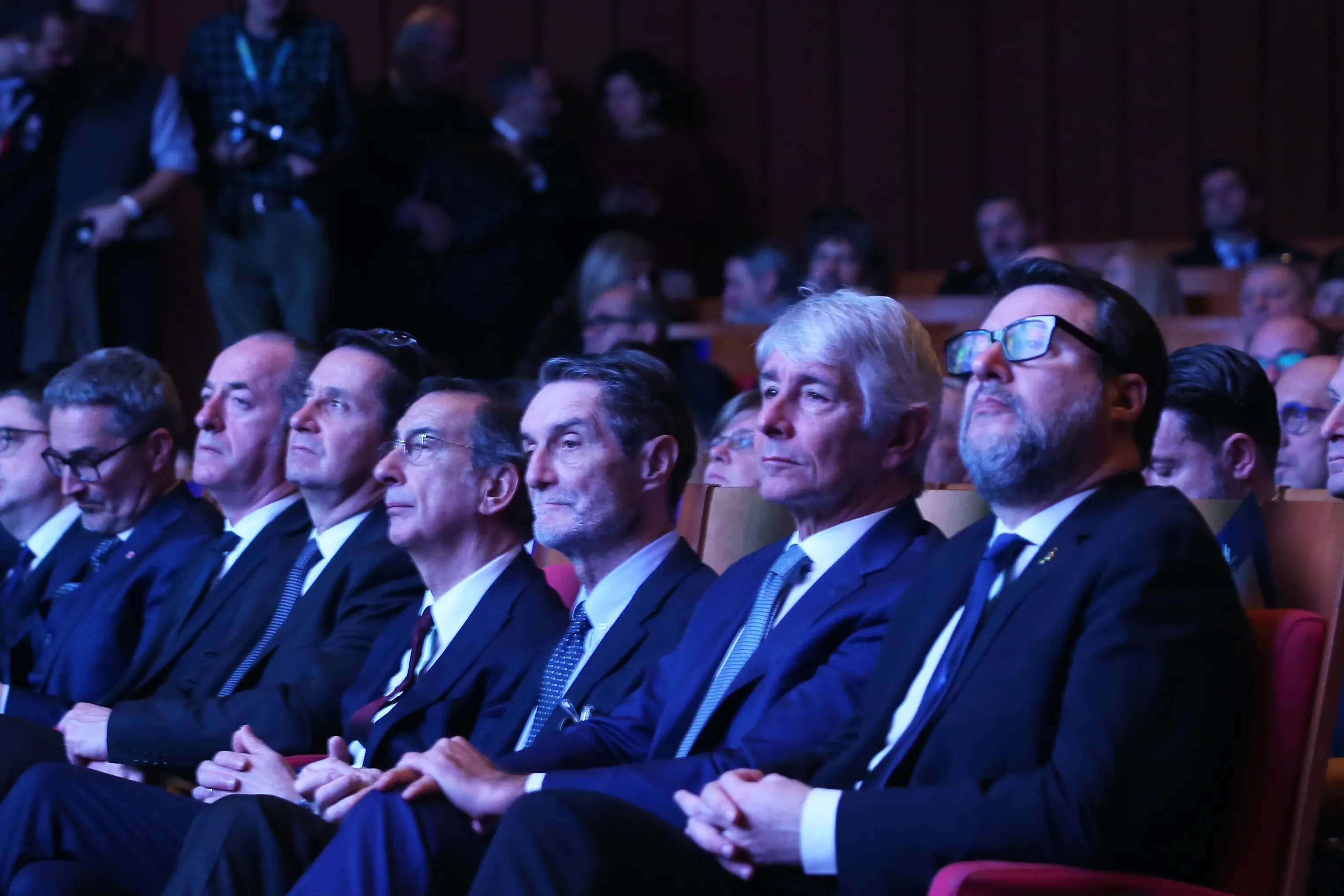 ARNO KOMPATSCHER PRESIDENTE PROVINCIA BOLZANO LUCA ZAIA PRESIDENTE REGIONE VENETO GIANLUCA LORENZI SINDACO DI CORTINA GUSEPPE SALA SINDACO MILANO ATTILIO FONTANA PRESIDENTE REGIONE LOMBARDIA ANDREA ABODI MINISTRO MATTEO SALVINI MINISTRO