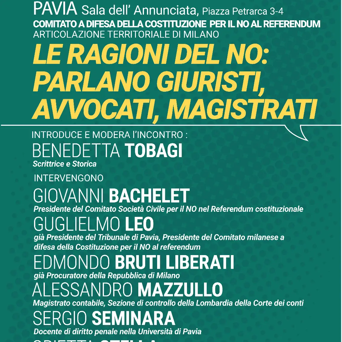 Le ragioni del No parlano: giuristi, avvocati, magistrati