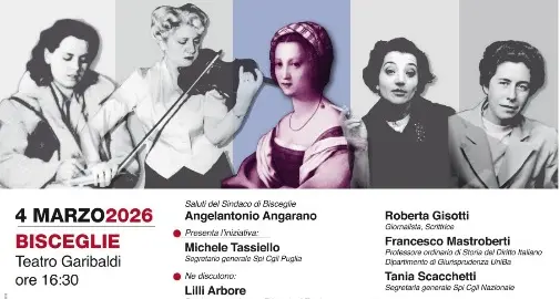 “La memoria parla al futuro, donne protagoniste”. Le iniziative dello Spi Cgil Puglia