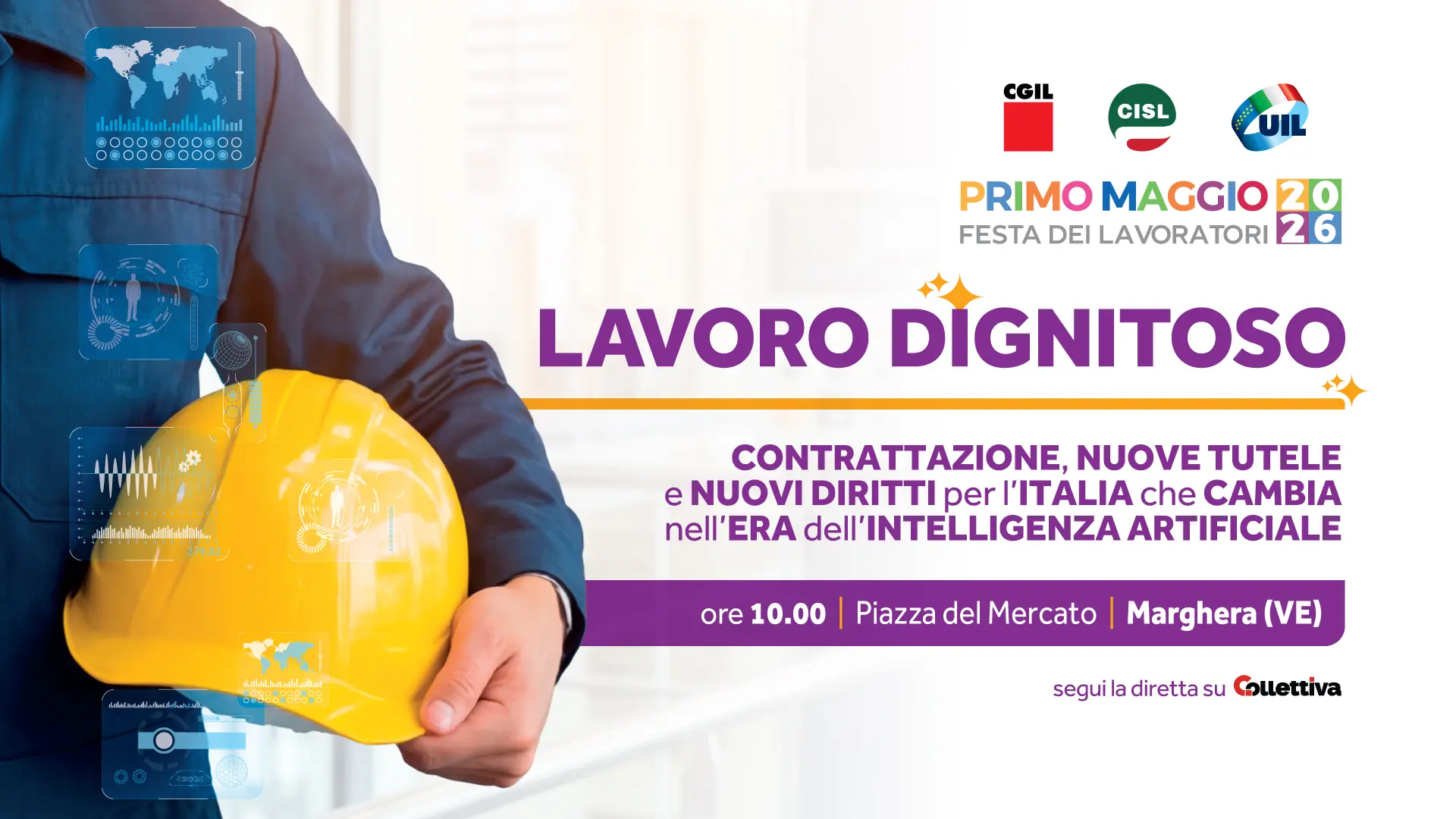 Primo Maggio: a Marghera i comizi di Landini, Fumarola e Bombardieri