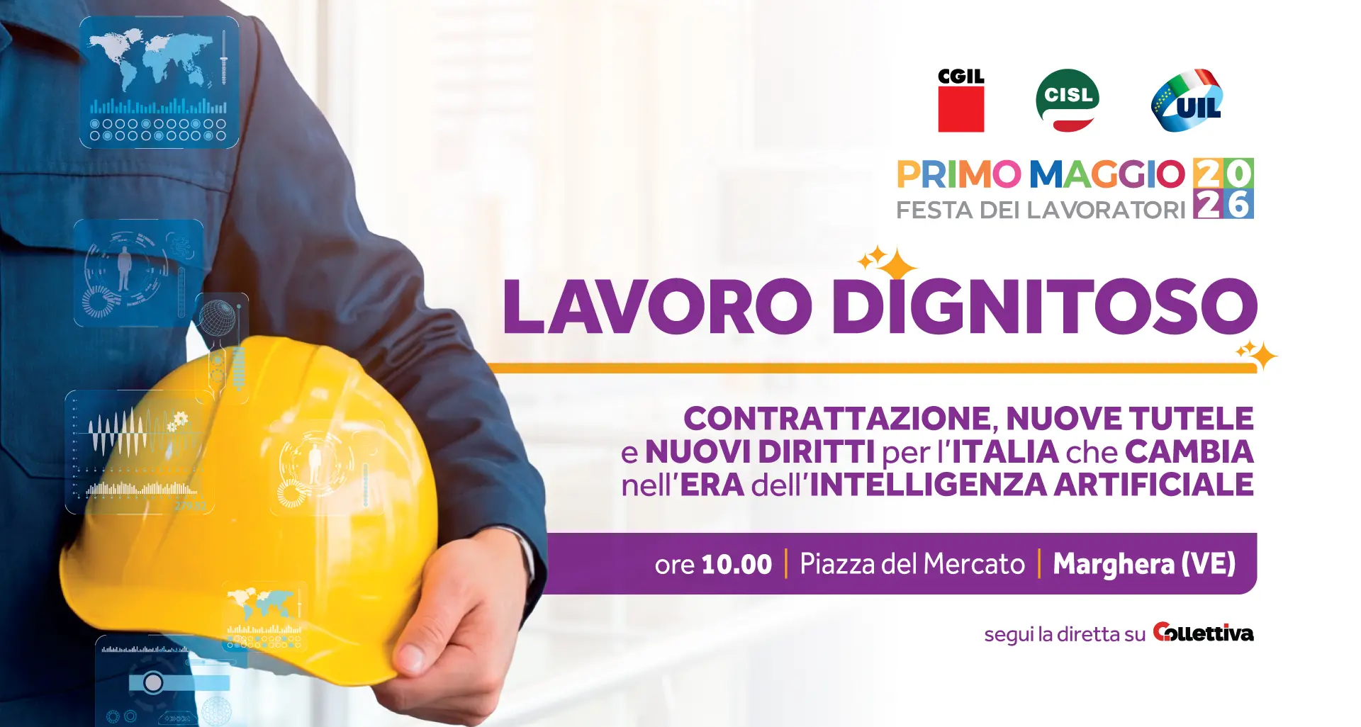 Primo Maggio: a Marghera i comizi di Landini, Fumarola e Bombardieri