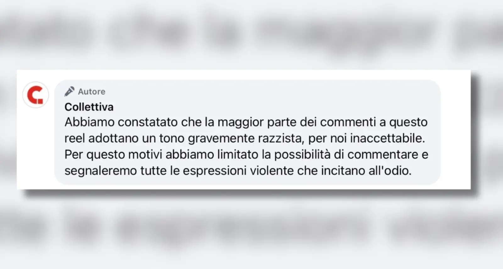 Ondata di commenti razzisti sotto il video pubblicato da Collettiva