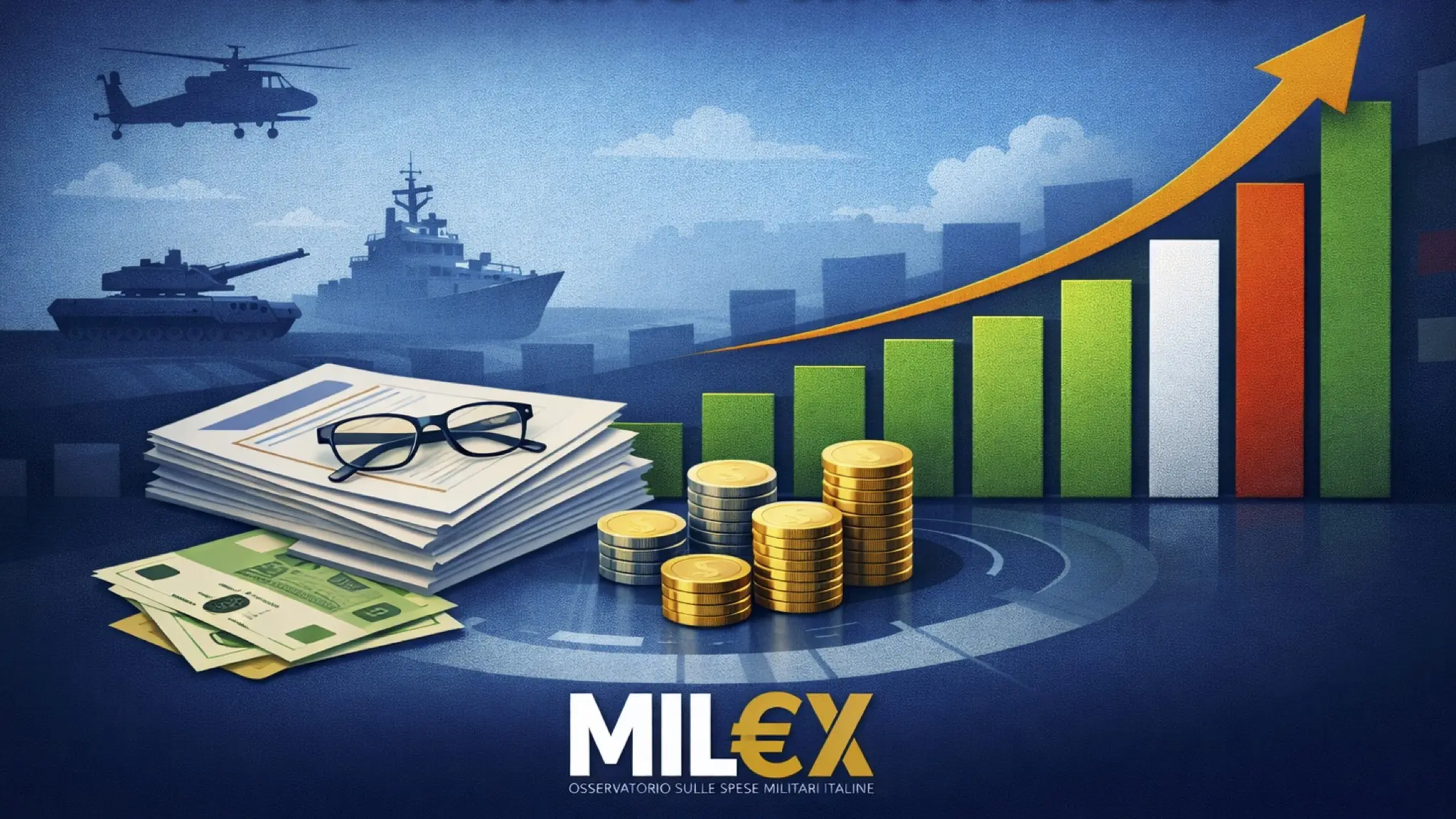 Sempre più in alto e fuori controllo: le spese militari nel rapporto Mil€x