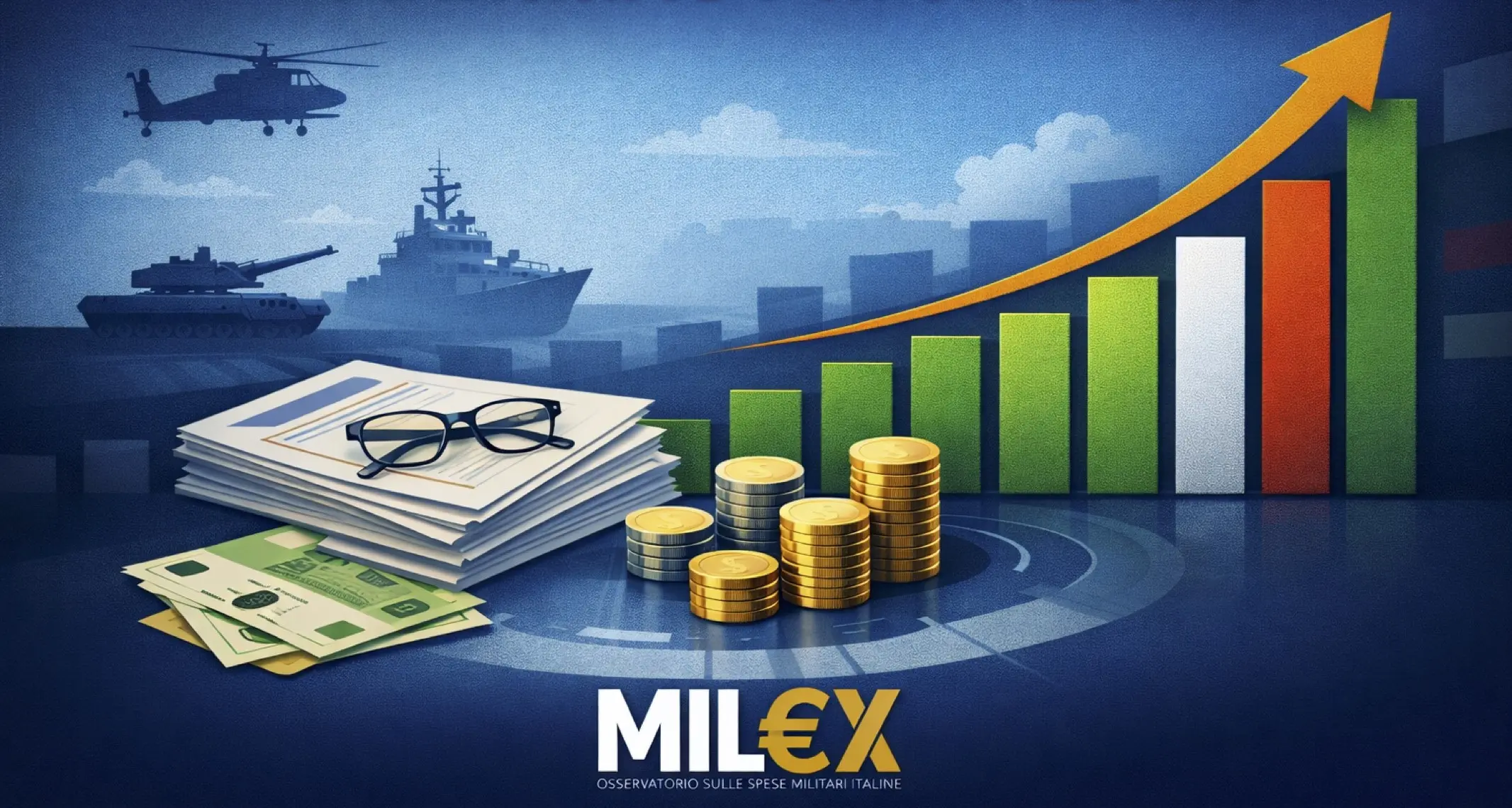 Sempre più in alto e fuori controllo: le spese militari nel rapporto Mil€x
