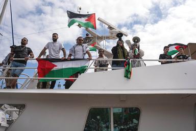 Arrivo della Global Sumud Flotilla alla Biennale di Venezia