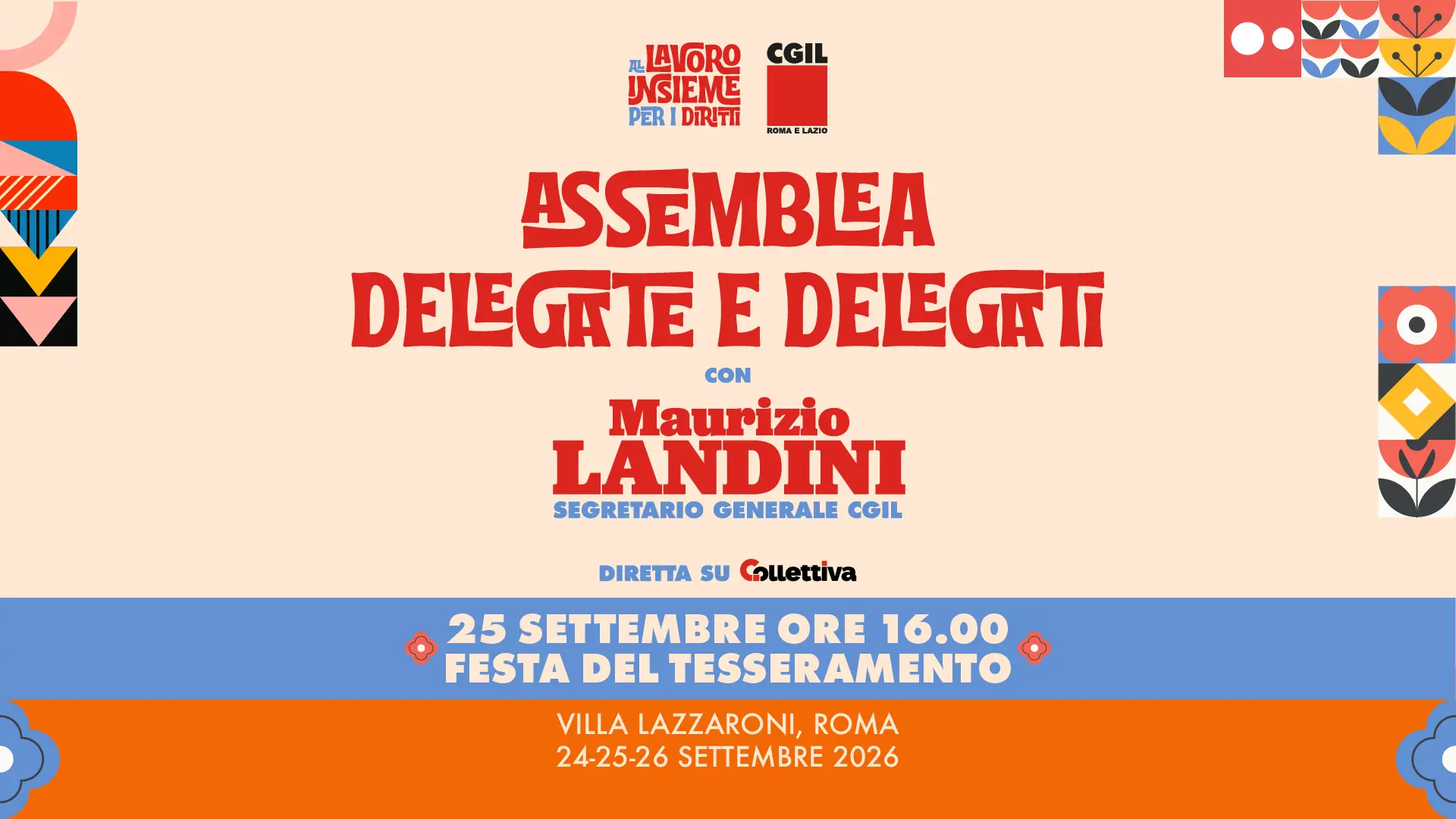 Cgil Roma e Lazio: Maurizio Landini alla Festa del tesseramento