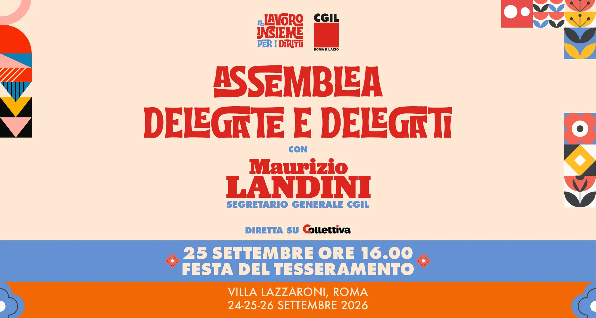 Cgil Roma e Lazio: Maurizio Landini alla Festa del tesseramento
