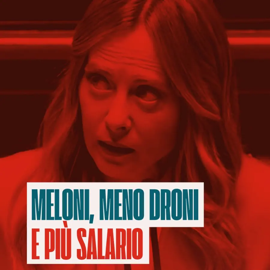 Giorgia Meloni, più salari e meno droni