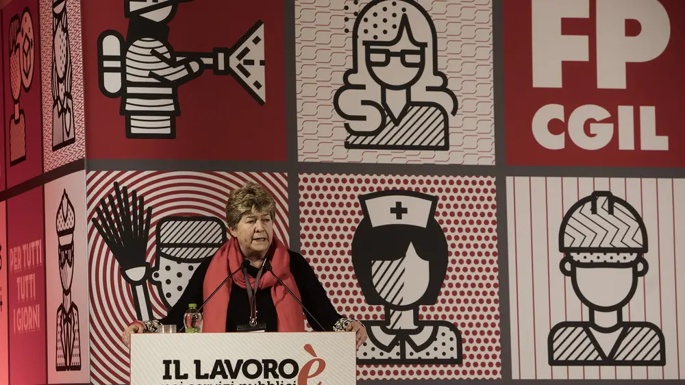 Susanna Camusso interviene al congresso Fp Cgil (foto Merlini)