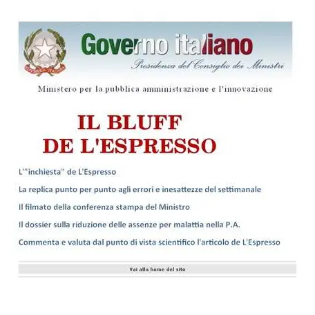 Brunetta sul sito del ministero: “Il bluff dell’Espresso”