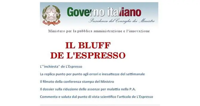 Brunetta sul sito del ministero: “Il bluff dell’Espresso”