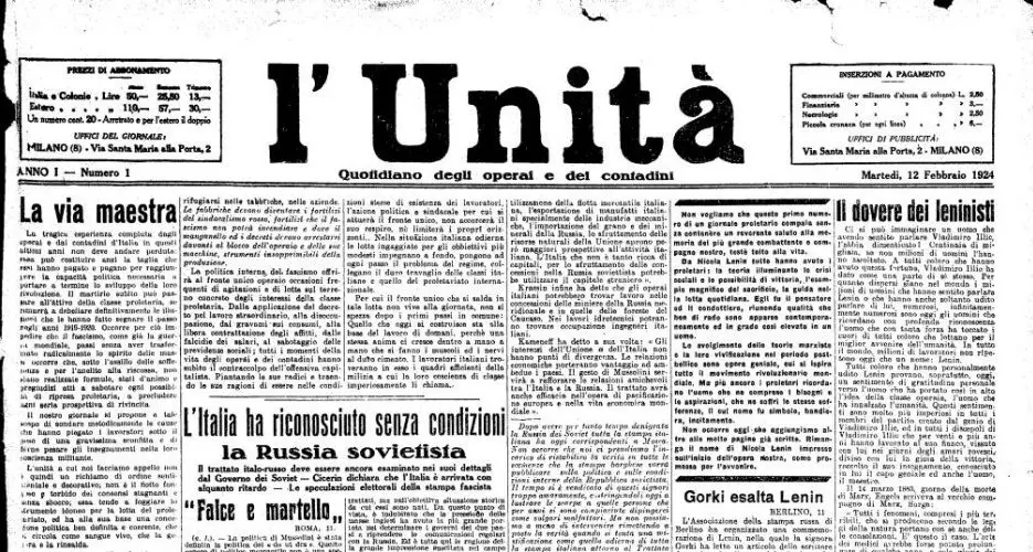 L'Unità, inizio e fine del giornale della sinistra operaia voluto da Gramsci