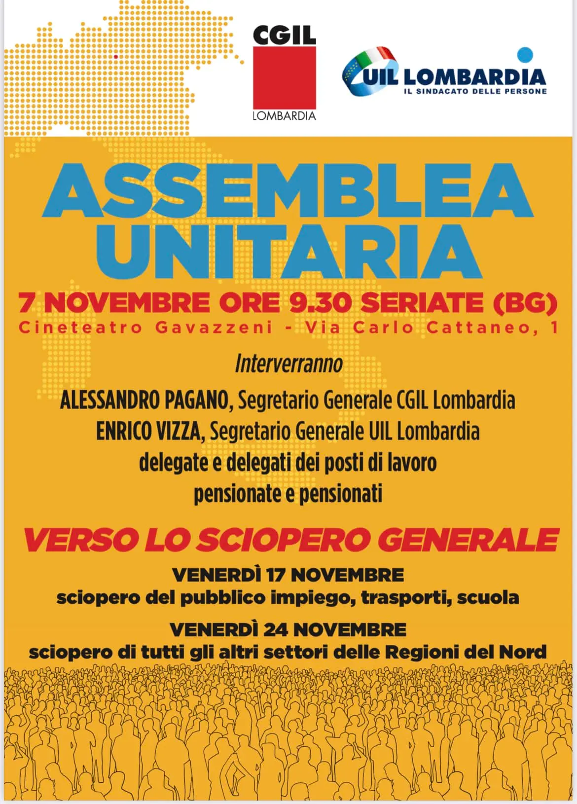 Sciopero, Assemblea Cgil E Uil Lombardia Il 7 Novembre