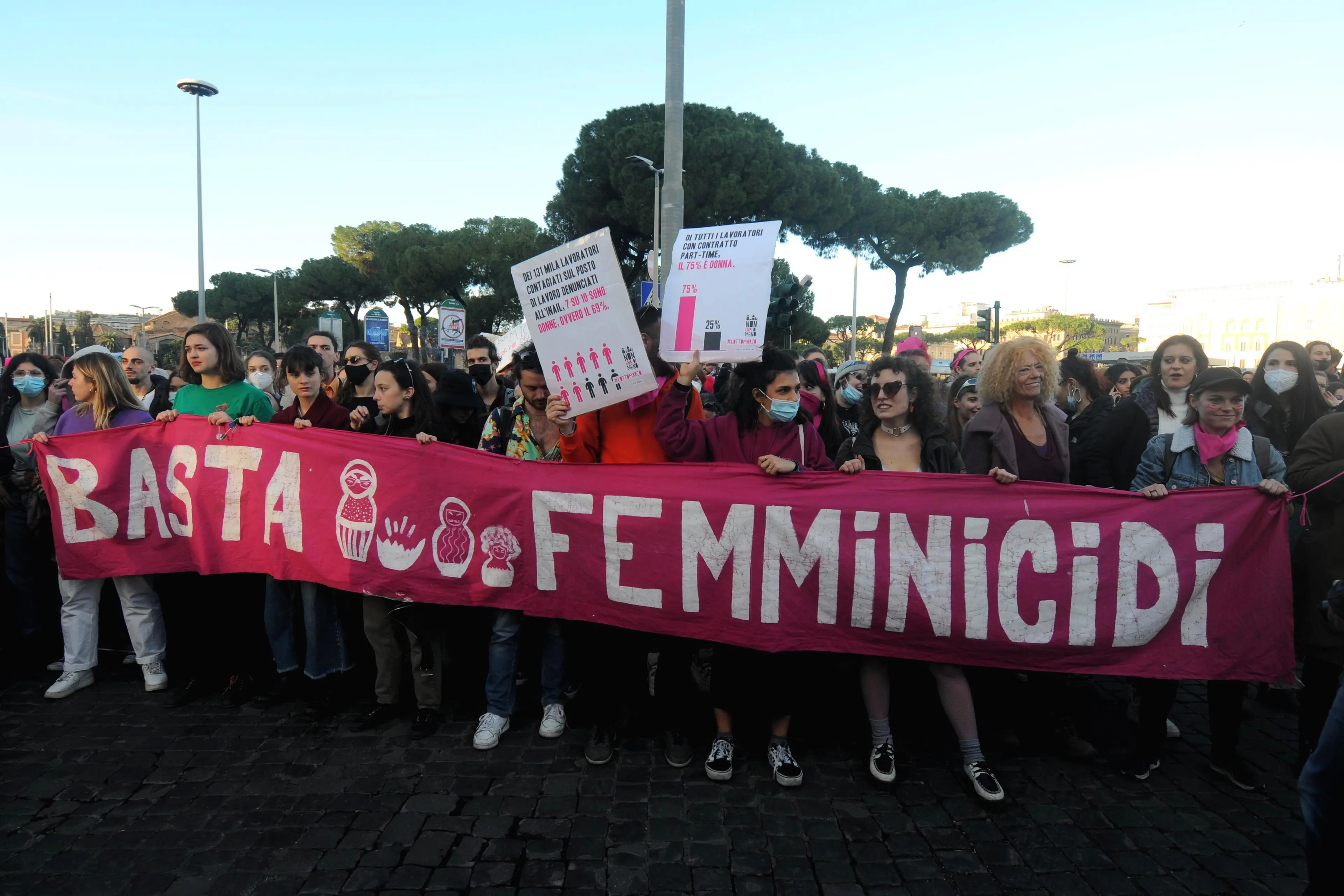 Roma, 27 novembre, 2021 : Manifestazione per la Giornata internazionale per l’eliminazione della violenza contro le donne, del movimento 'Non Una di Meno' Foto di © Fabio Fiorani/Sintesi