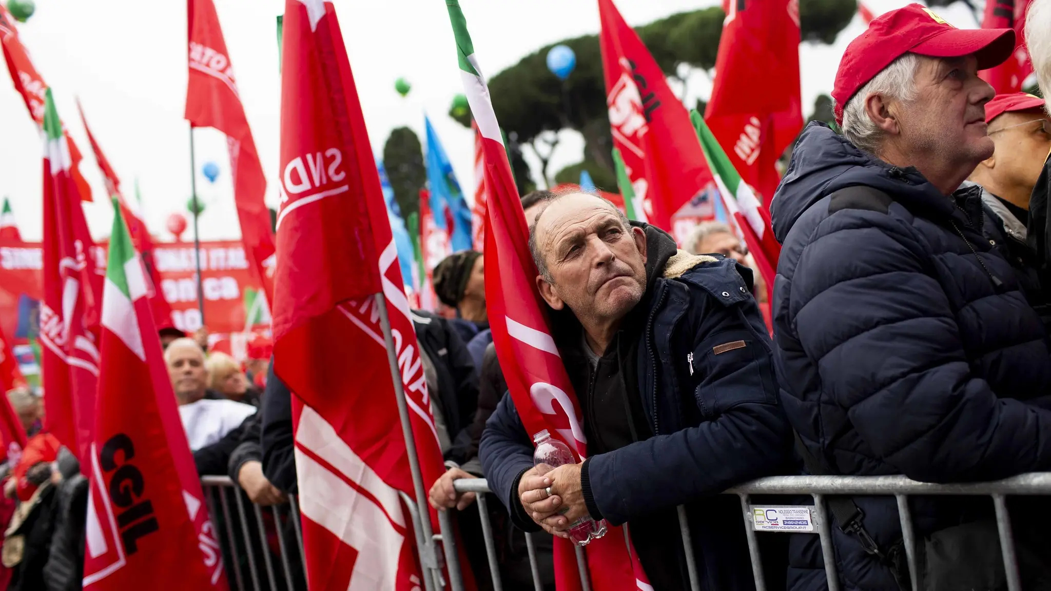 Una foto della manifestazione dei pensionati