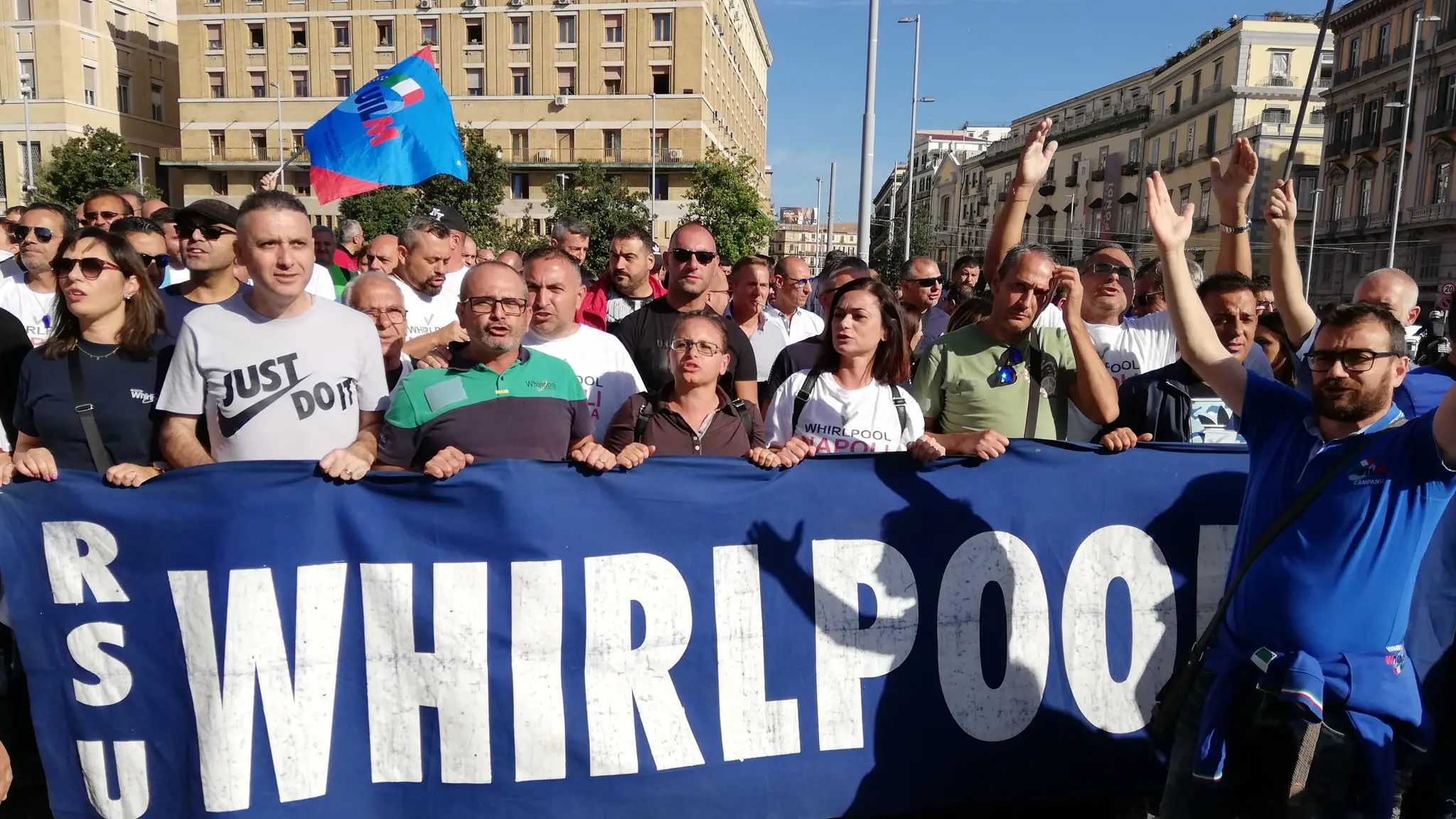 Napoli, 17 ottobre - La manifestazione degli operai Whirlpool