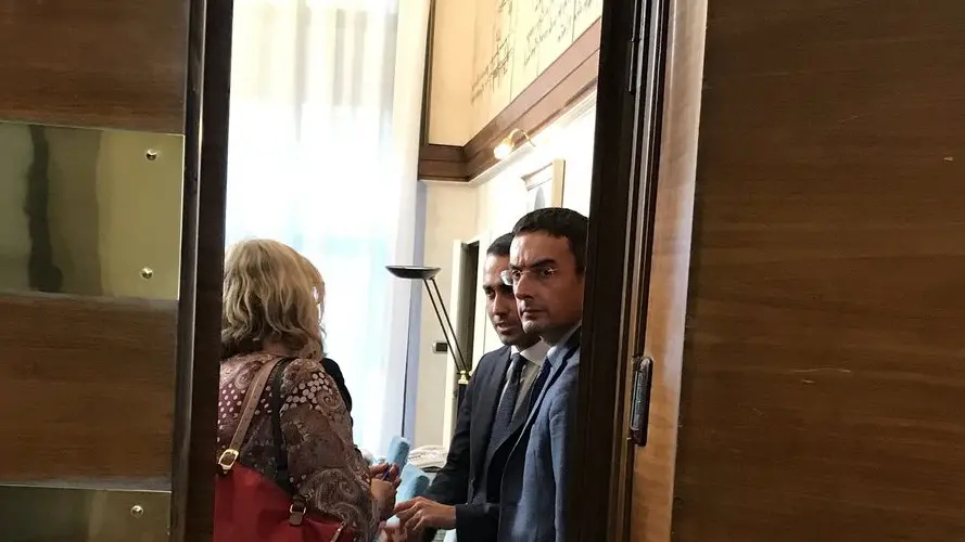 Il ministro Di Maio e Francesca Re David (foto Fiom Cgil)